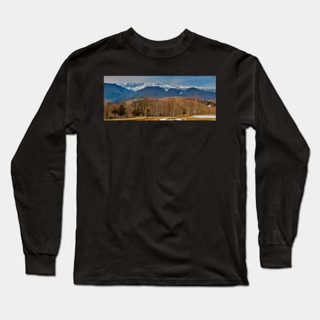 Mountain range and trees Long Sleeve T-Shirt by naturalis